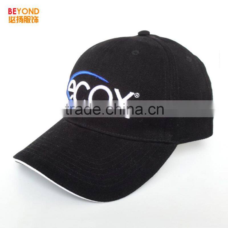 customized six panel promotional dark blue cotton baseball hat from china