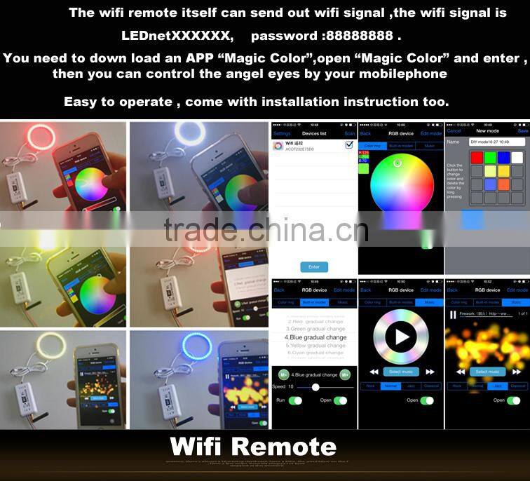 RGB Multi-Color LED Angel Eyes Halo Rings Kit For 2011-2014 Dodge Charger with Remote