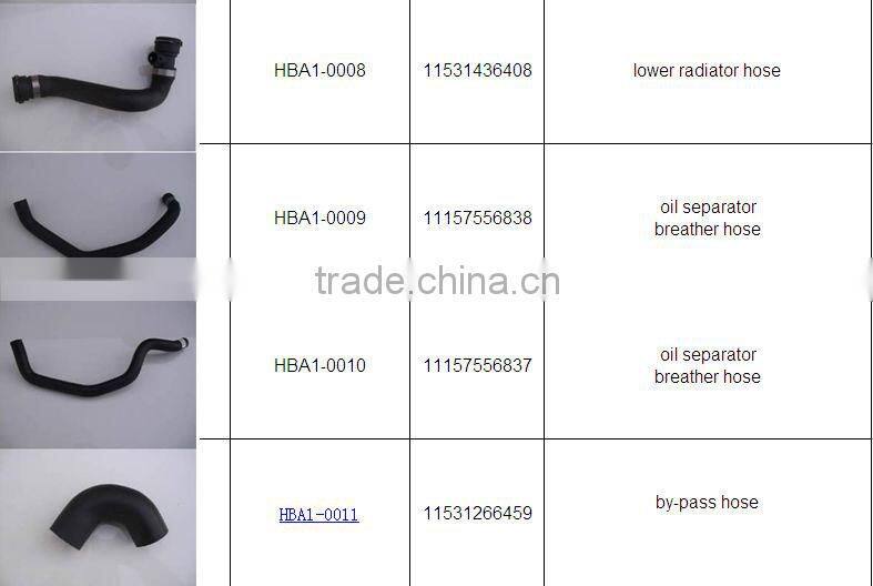 automotive radiator rubber hoses (OEM NO. 17127510952 ,11531436406, 11534460438,etc)