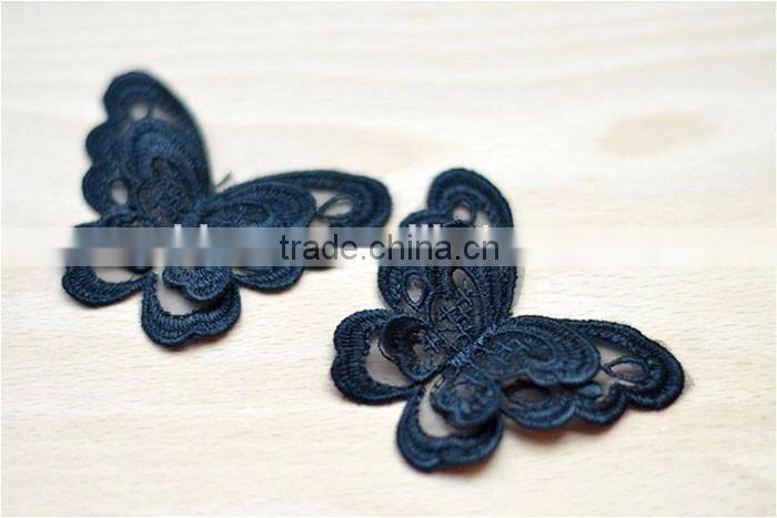 7*5cm China factory cheap sew on DIY accessory polyester organza embroidery coloruful butterfly patch