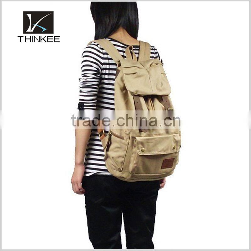 high quality popular custom leisure cotton canvas wholesale backpack