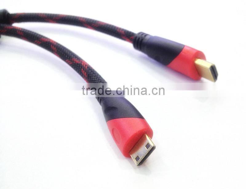 HDTV application Mini HDMI cable 24K Gold plated