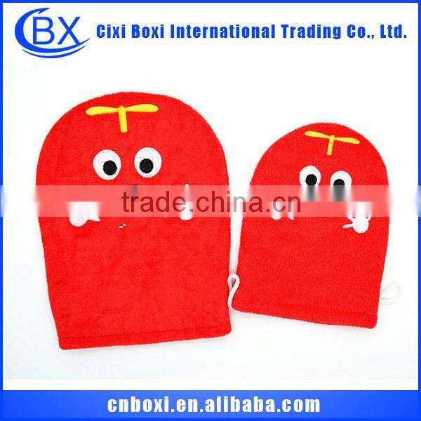 2015 High quality cartoon/custom baby bath glove,loofah bath glove
