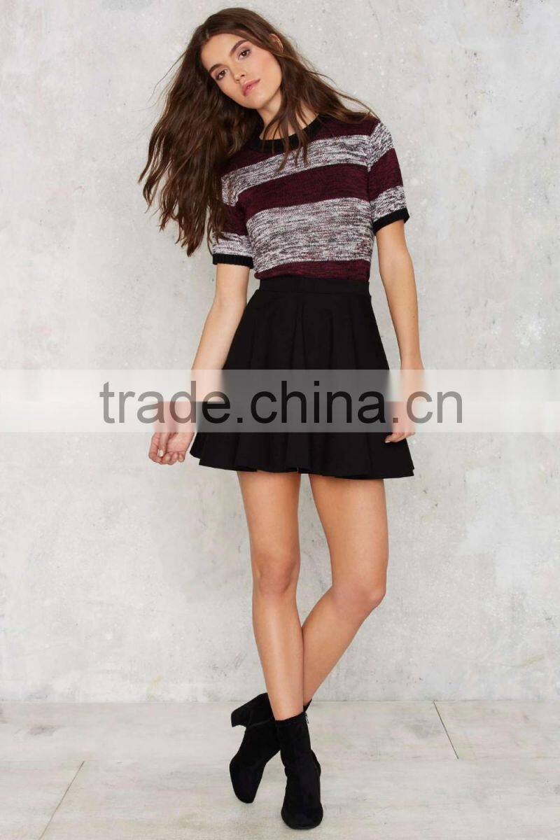 2016 Spring New Collection Stripes Bodycon Half Sleeve Custom Sweater For Women&Girls