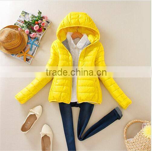 Manteau Femme 2016 New Winter Jacket Women Warm Ultra Light Down Cotton Jacket Candy Colored Hooded Short Jackets