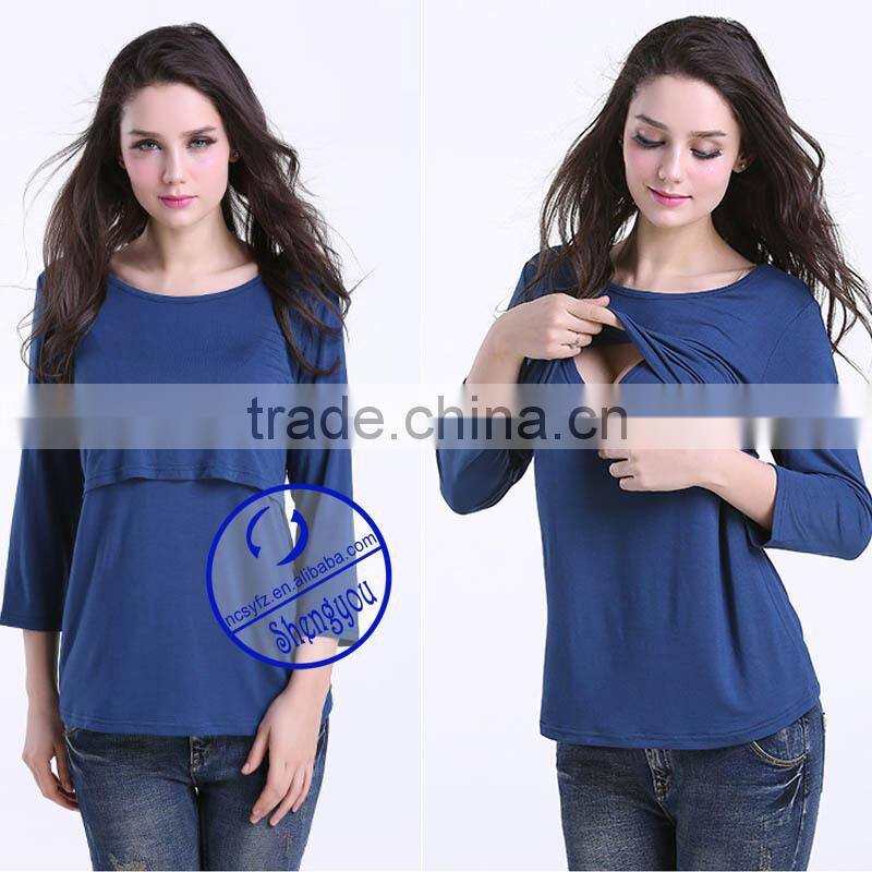 Custom short sleeve maternity clothes wear breastfeeding top nursing wholesale china