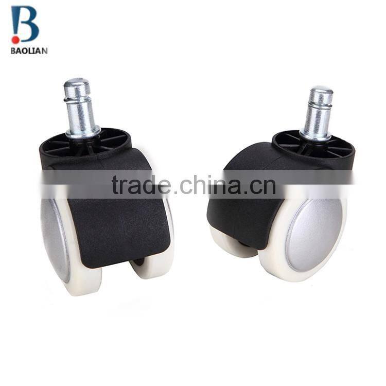 2016 BL promotional 2" white painted double swivel plastic PU office chair caster wheels