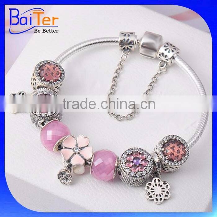 Custom Wholesale Antique European Style Snake Chain 925 Sterling Silver Vintage Bead Charm Bracelet For Women