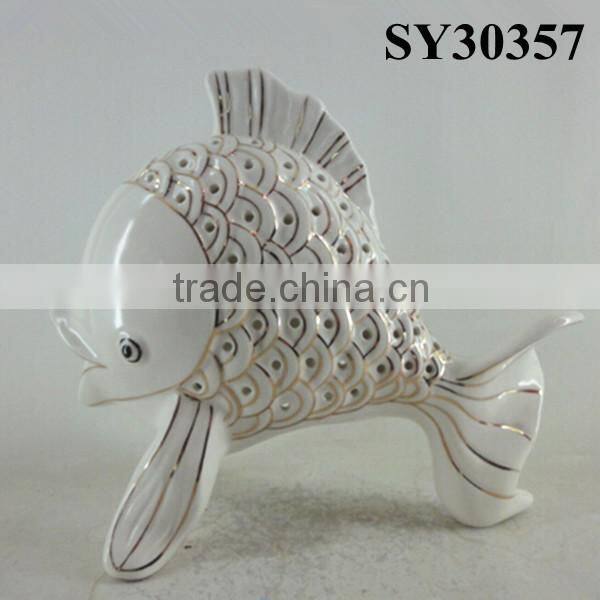 Home decoration white ceramic fish