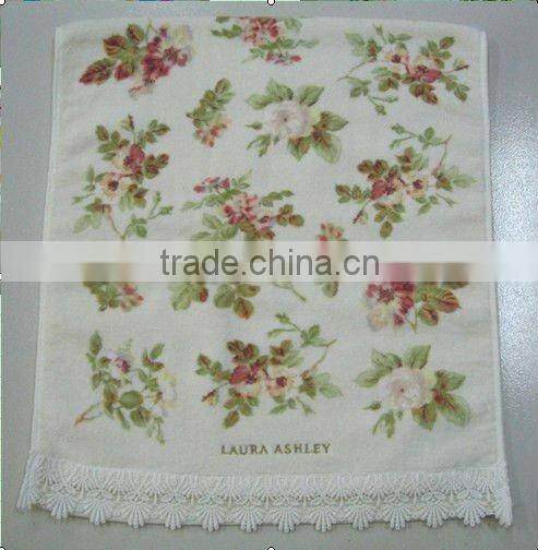 soft cotton Printed velvet hand towel