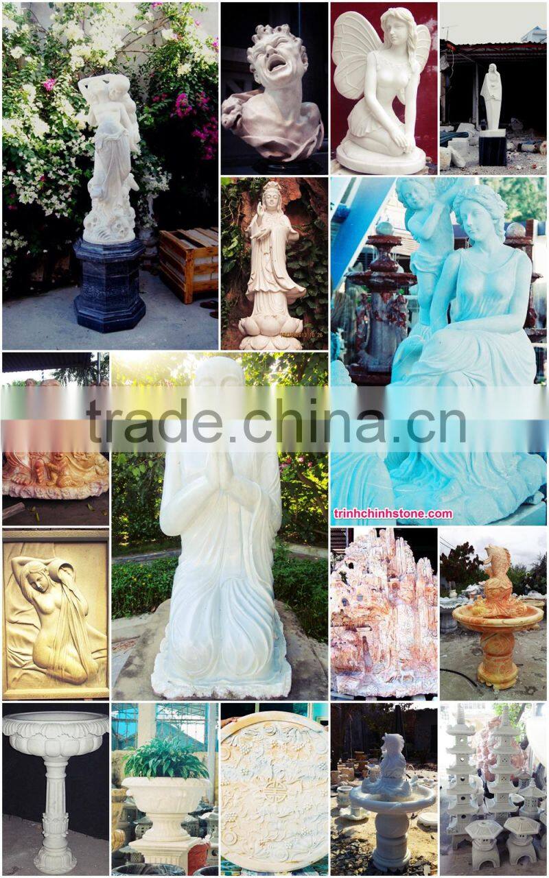 Decorative garden stone flower pot white marble hand carved sculpture for home garden