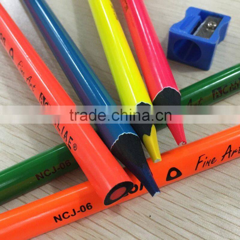 7" jumbo size triangular shape black wood high quality 5.0mm neon color pencil