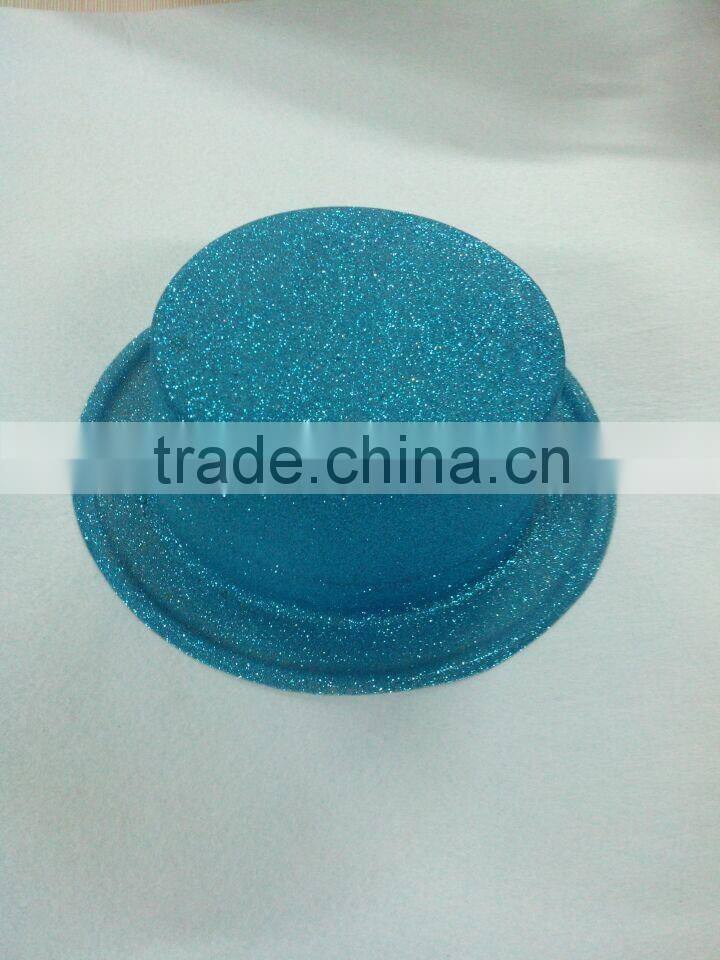Promotional glitter bling plain blue black party top hat