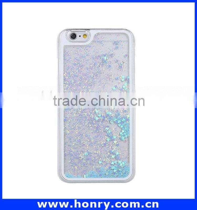 Mobile accessories popular hard pc flowing glitter liquid case moving glitter case for iphone 6 china wholesale