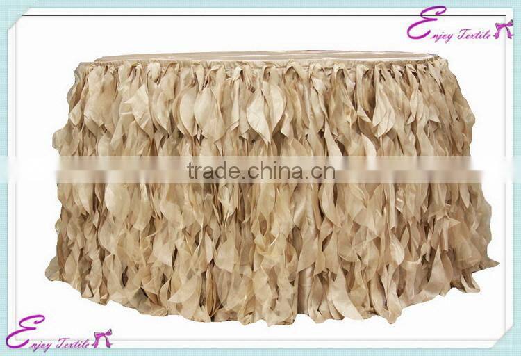 YHK#42 curly table skirt - polyester banquet wedding wholesale chair cover sash table cloth skirt linen