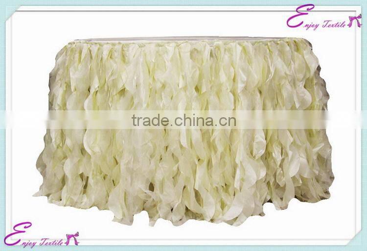 YHK#48 curly table skirt - polyester banquet wedding wholesale chair cover sash table cloth skirt linen