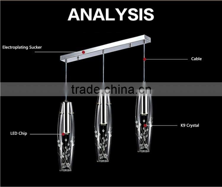 Hot Selling 1/3/4/6/9/12 Heads Glass Pendant Lamp 220V Pendant Hanging LED Lights