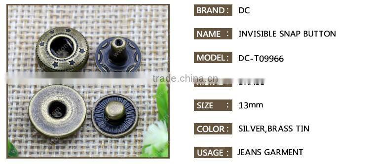 Plating craft snap type invisible snap button for clothing