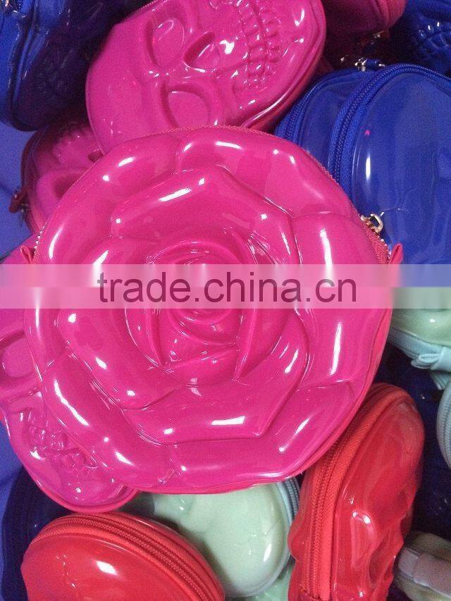 Silicone Smart Wallet PVC Promotion Gift Girls Fancy Bags, with metal strap and Rose Shaped