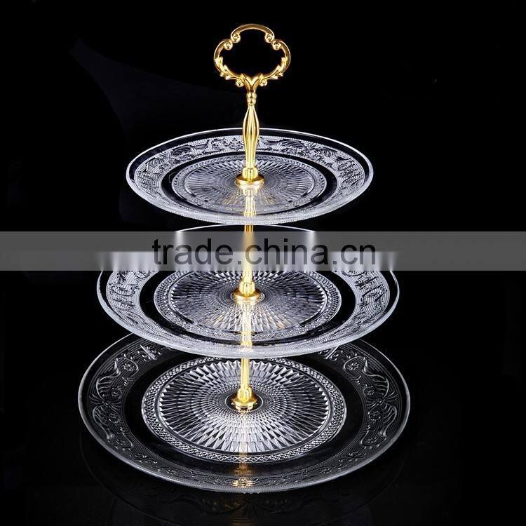 3 Tier Heart Shape Fancy Wedding Glass Snacks food Serving Trays Cake Stand in Dishes & Plates