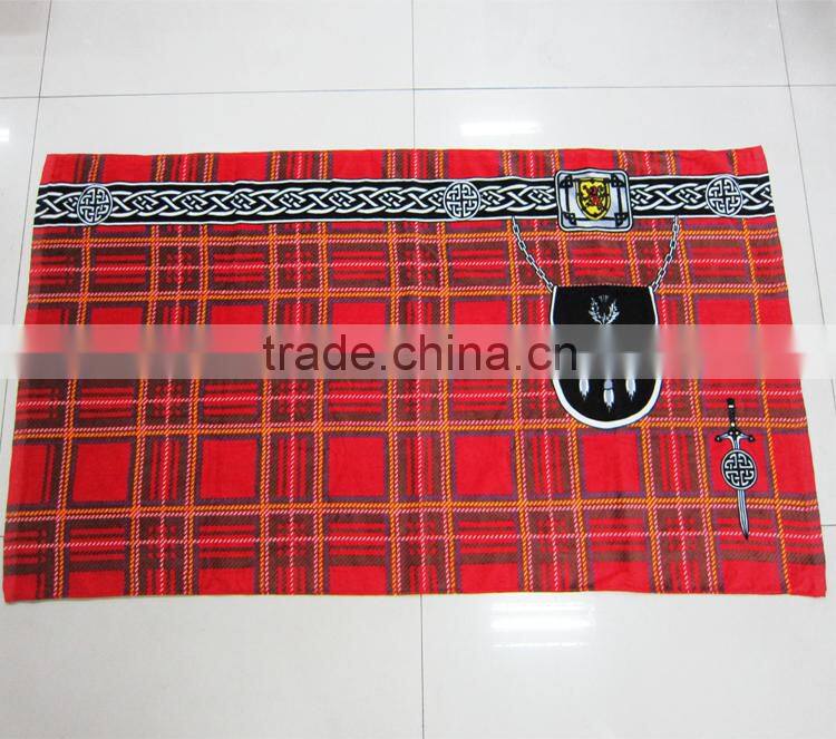 100% cotton velour printed scottish plaid beach towel plaid printed scottish beach towel