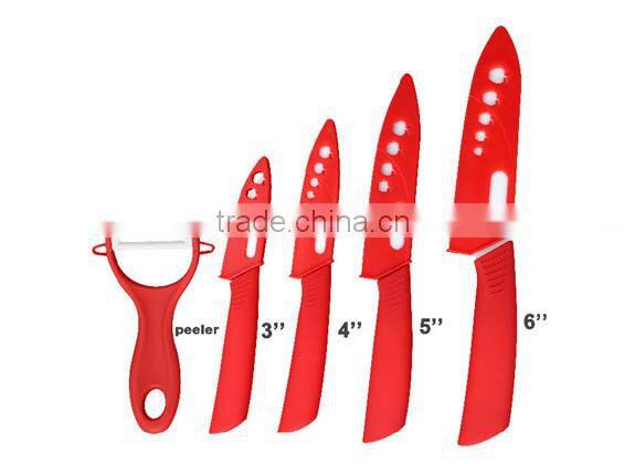 Beauty Gifts Zirconia kitchen knife set Ceramic fruit Knife Set 3" 4" 5" 6" inch+ Peeler+Covers
