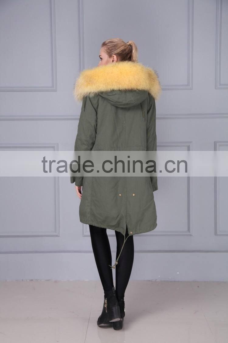 Fur Lining Women Winter Jacket Parka Raccoon Fur Parka For Ladies