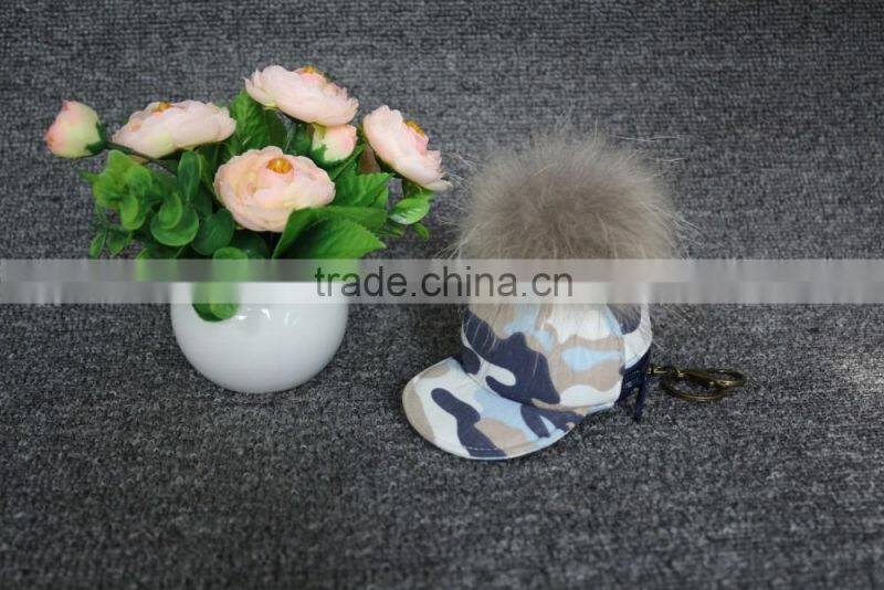 fashion quality canvas fur pompom small cap shape custom coin purse