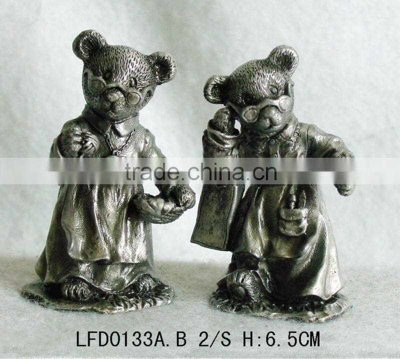 Small Cute Pewter Animal Sculpture Home Decoration