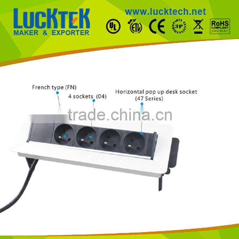 Hidden French power socket, Desktop power outlet with USB and RJ45 network