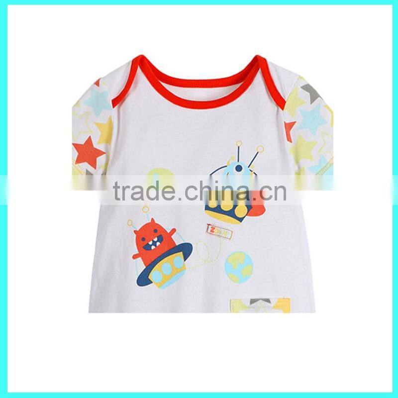 High quality newborn infant fashion short sleeve baby romper with print