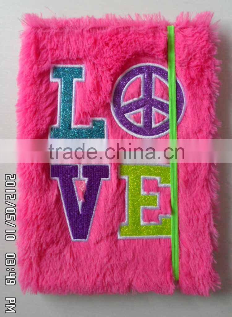 Peacock Velvet Fabric Cover Peace Embroidered Notebook