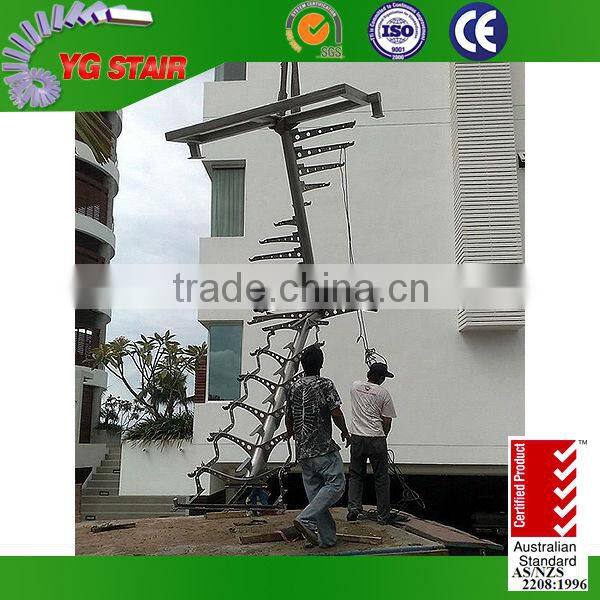 Exterior spiral wooden stairs