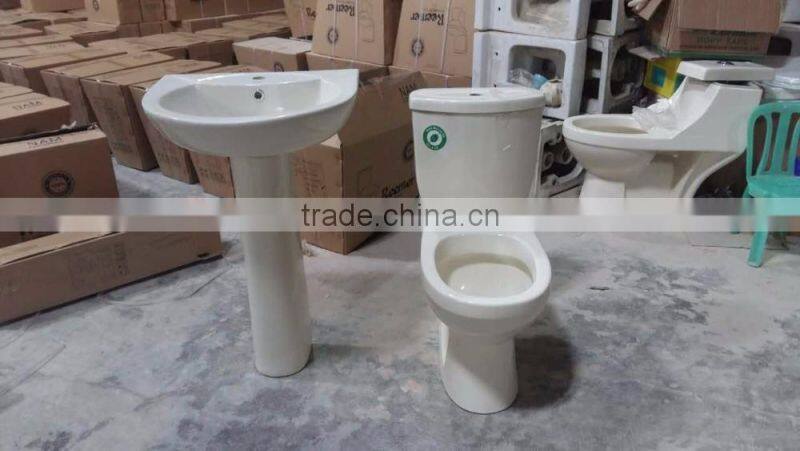 bathroom wc toilet bowl two piece toilets ceramic washdown Strap Ptrap toilet with basin colorful toilet Sri Lanka market Y805