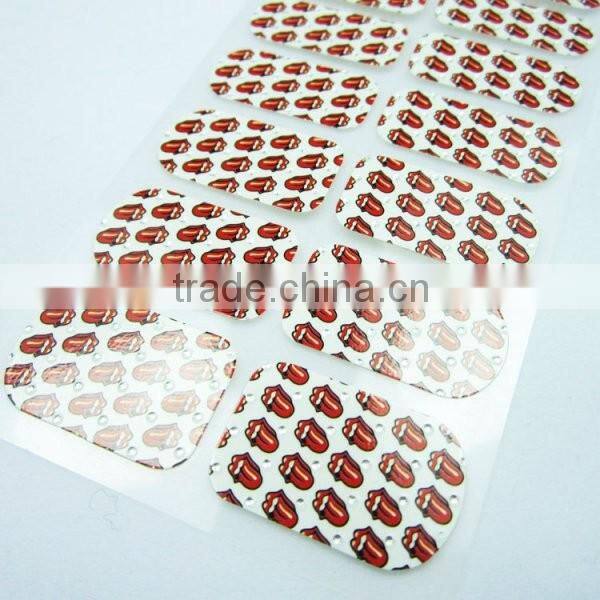 Newair custom korean rhinestone nail polish strip 3d nail polish sticker high quality transparent nail patch sticker 22 tips