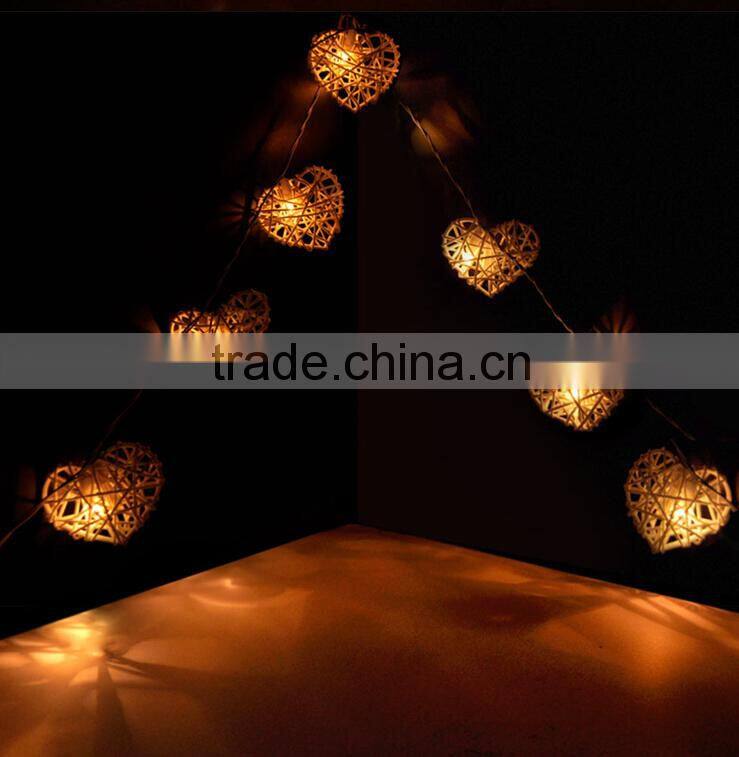 3.4 - 4 meters Handmade Multicolor Heart Design Rattan Balls String Lights For Decorative Holiday, Party, Wedding, Christmas