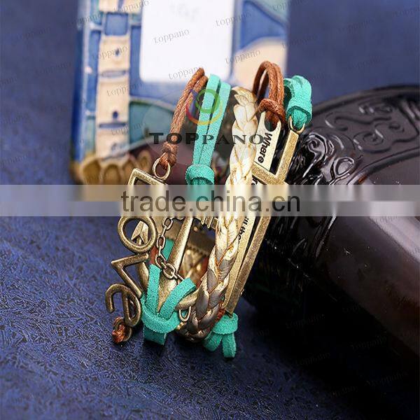 new design fashion leather braided bracelet