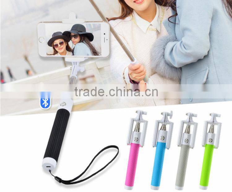 2015 Wholesale bluetooth monopod selfie stick wireless selfie stick with mirror