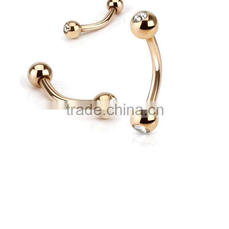 Rose Gold Plate Eyebrow Curved Barbell Body Piercing Jewelry