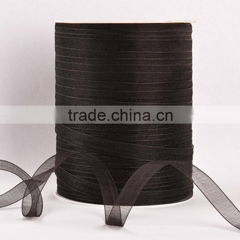 Hot sale new design 1/8" inch 3mm sheer organza voile ribbon