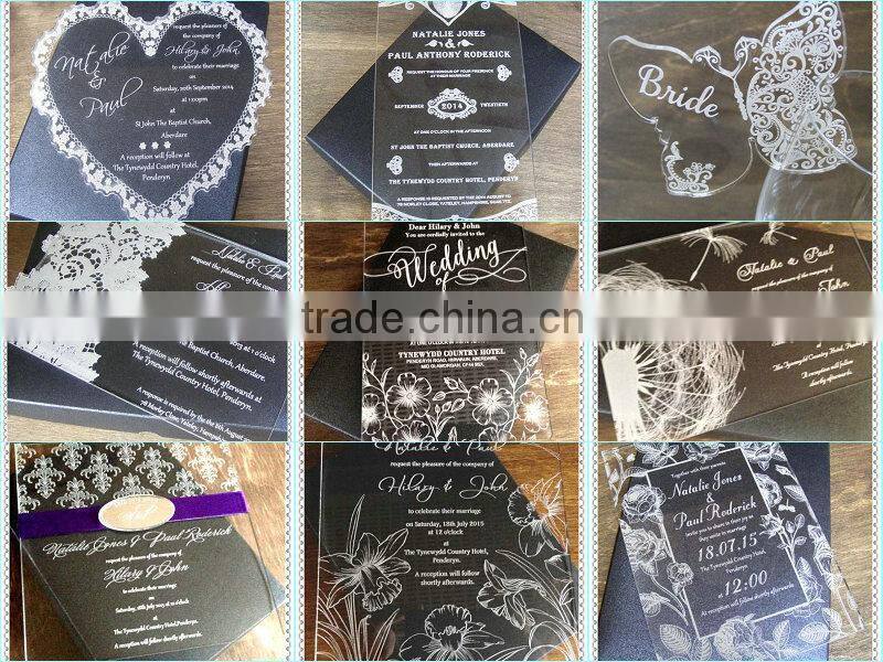 Printing Engraved Acrylic Heart Invitation for Wedding Souvenir