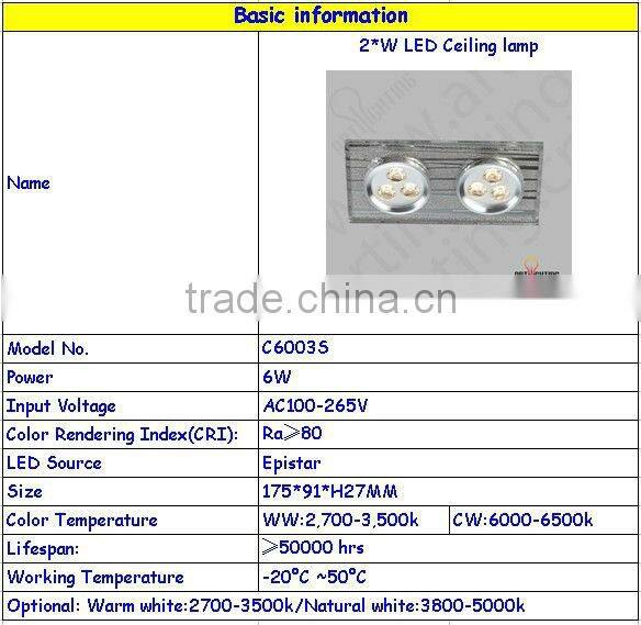 high quality led ceiling light ,6w ceiling light led crystal , led spot light 2 years warranty with factory price