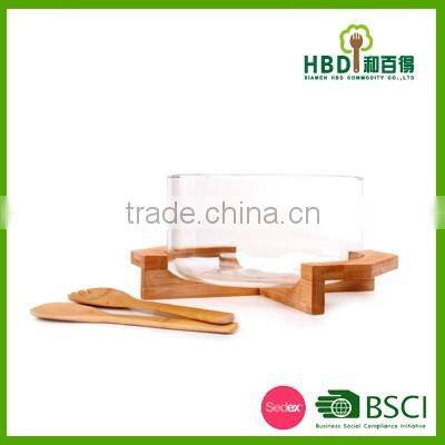 Large Glass Salad Bowls with bamboo lid