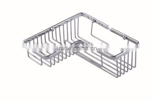 Chrome L-Shaped Corner Bathroom Basket Caddy
