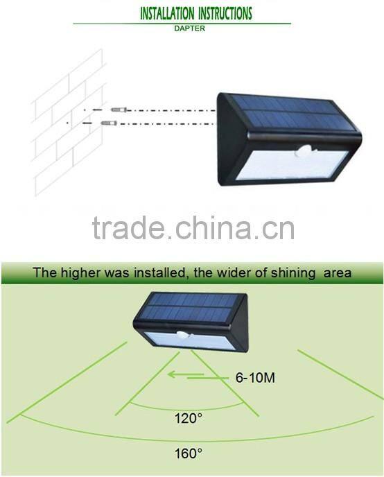 Newest design solar motion sensor light with 38 SMD LED