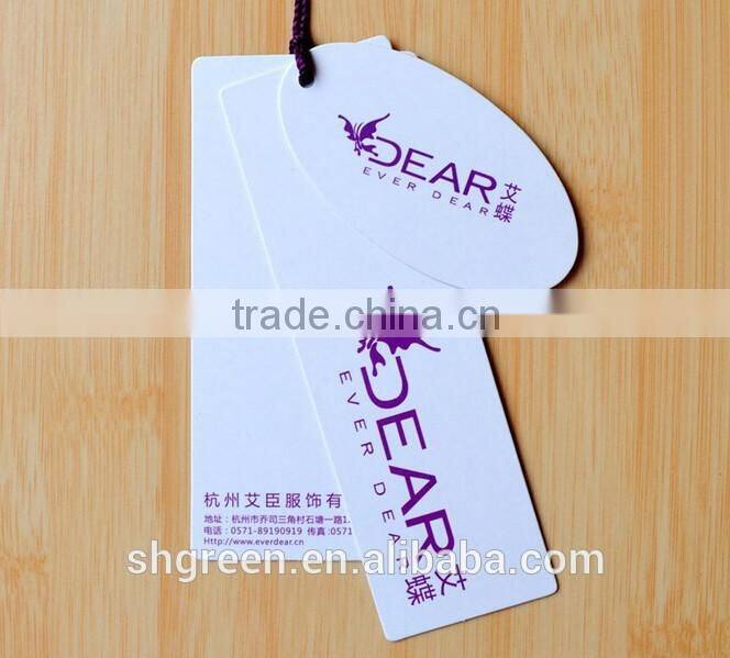 Pure white matte paper swing tag with safely pin
