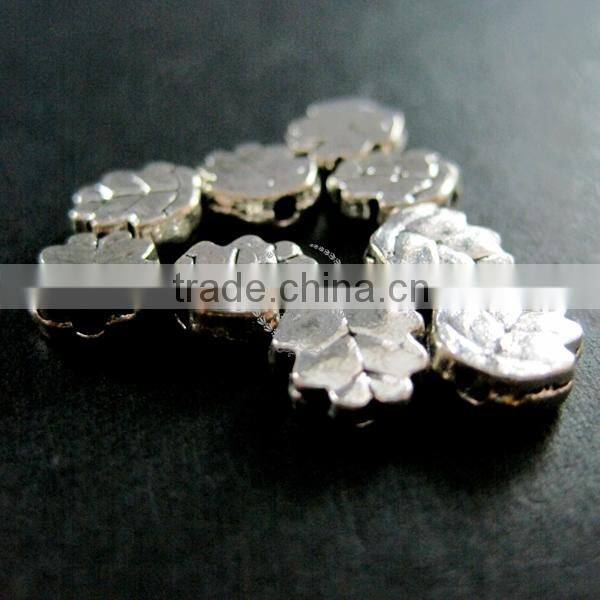 8mm vintage antiqued silver flower leaf flat alloy beads DIY beading supplies 3993009