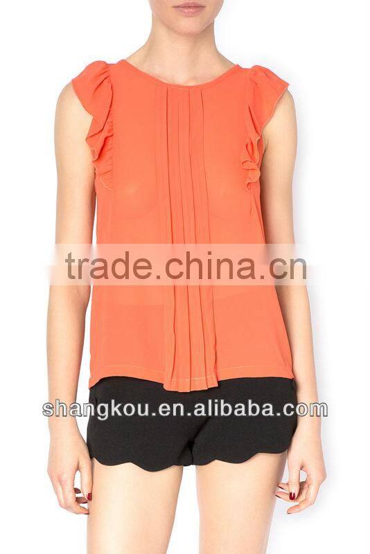 Ruffle Sleeve Korean Style Stylish Tops For Women 2016