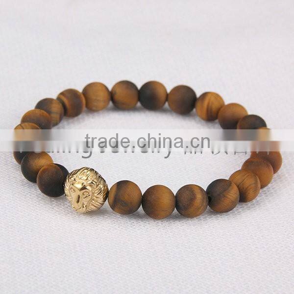 Hot sale latest onyx agate bracelet with lion charm for mens jewelry