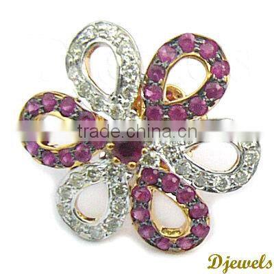 Ruby Diamond Gold Earrings, Diamond Earrings, Diamond Jewelry